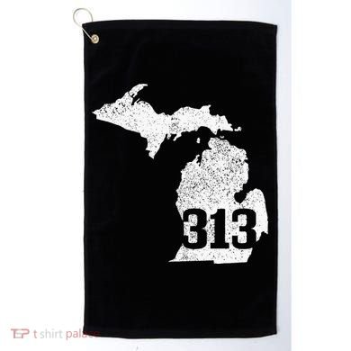 Detroit 313 Area Code Michigan Map State Pride Vintage Golf Towel