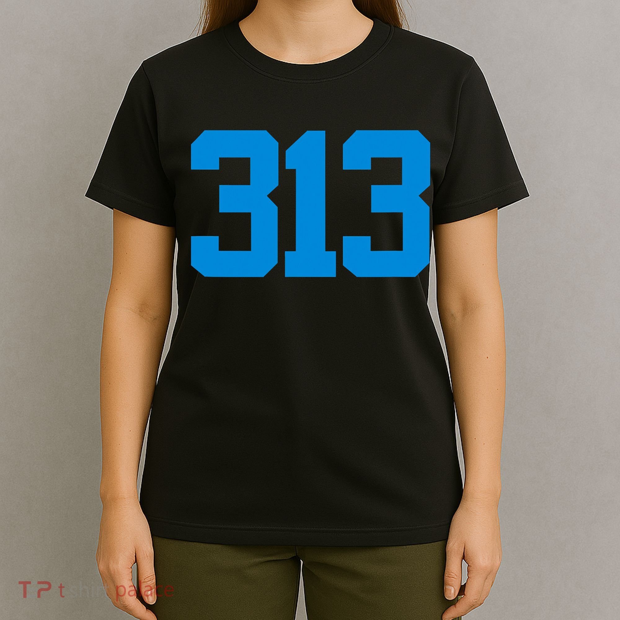 Detroit 313 Area Code GRIT Sports Fan Detroiter Fan T-Shirt