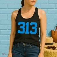 Detroit 313 Area Code GRIT Sports Fan Detroiter Fan Women's Tank Top thumb 2