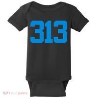 Detroit 313 Area Code GRIT Sports Fan Detroiter Fan Baby Bodysuit thumb 0