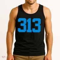 Detroit 313 Area Code GRIT Sports Fan Detroiter Fan Tank Top thumb 3