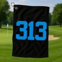 Detroit 313 Area Code GRIT Sports Fan Detroiter Fan Golf Towel thumb 1