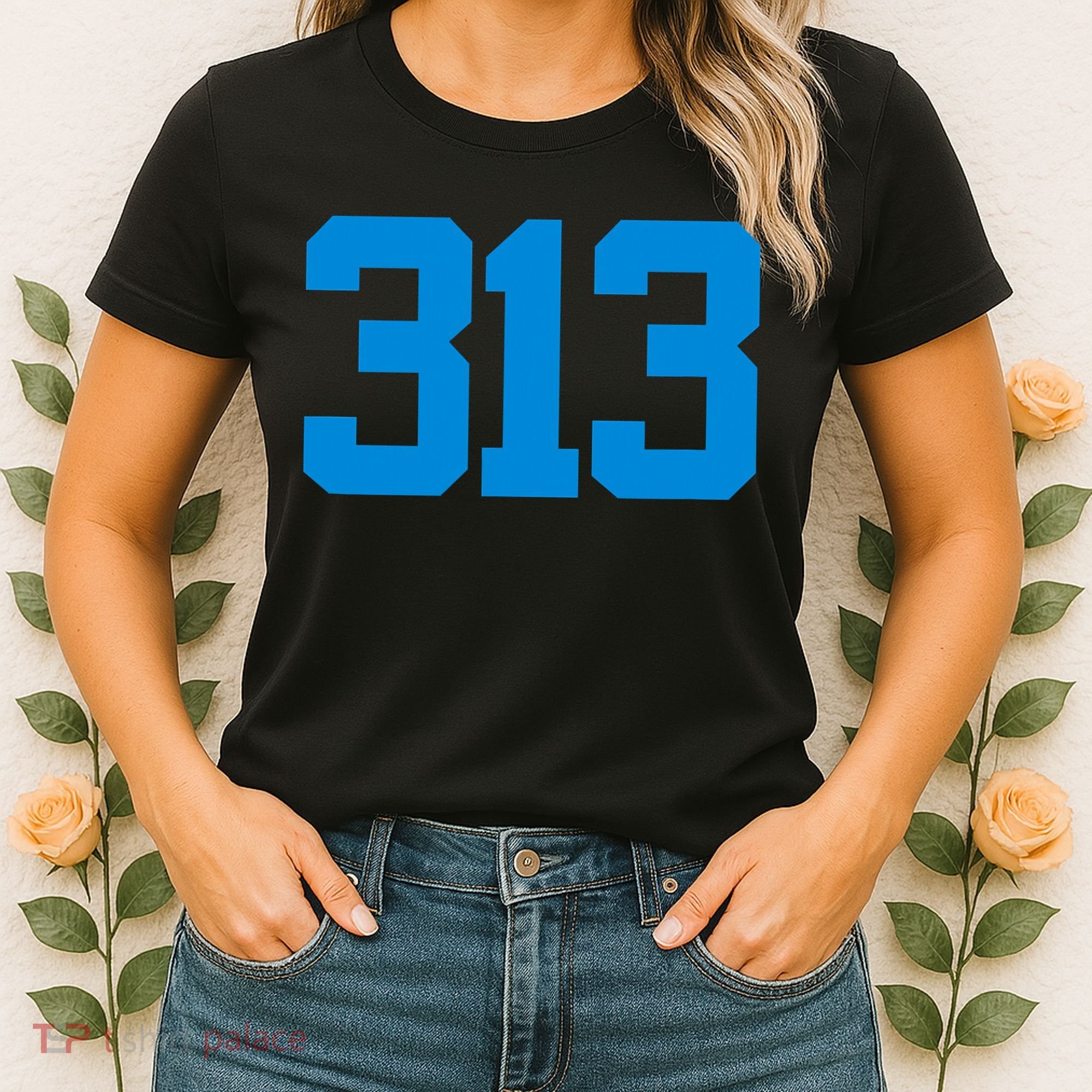Detroit 313 Area Code GRIT Sports Fan Detroiter Fan Women's T-Shirt