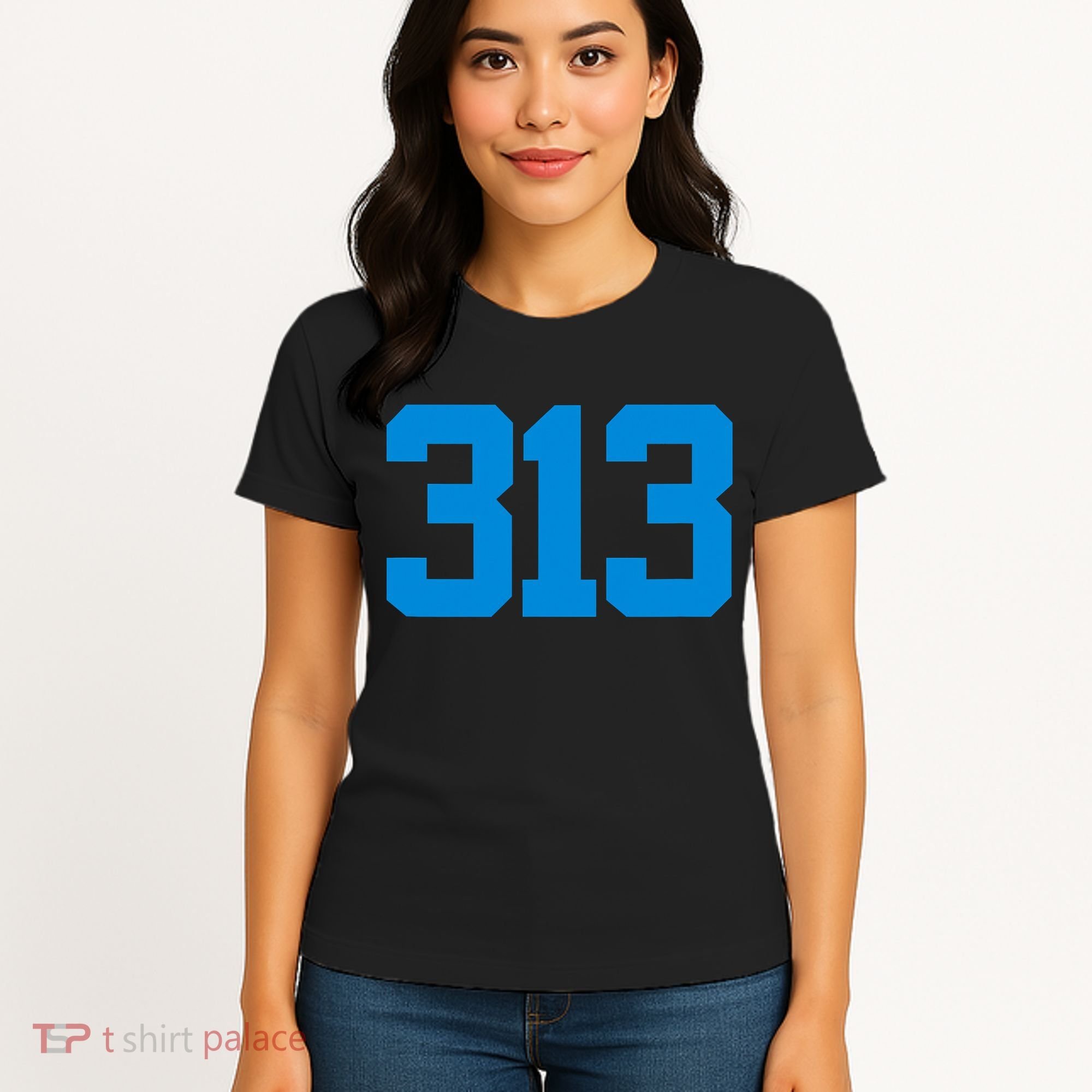 Detroit 313 Area Code GRIT Sports Fan Detroiter Fan Women's T-Shirt