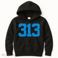 Detroit 313 Area Code GRIT Sports Fan Detroiter Fan Kids Hoodie thumb 0