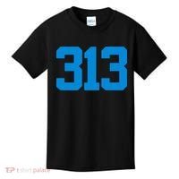 Detroit 313 Area Code GRIT Sports Fan Detroiter Fan Kids T-Shirt thumb 0