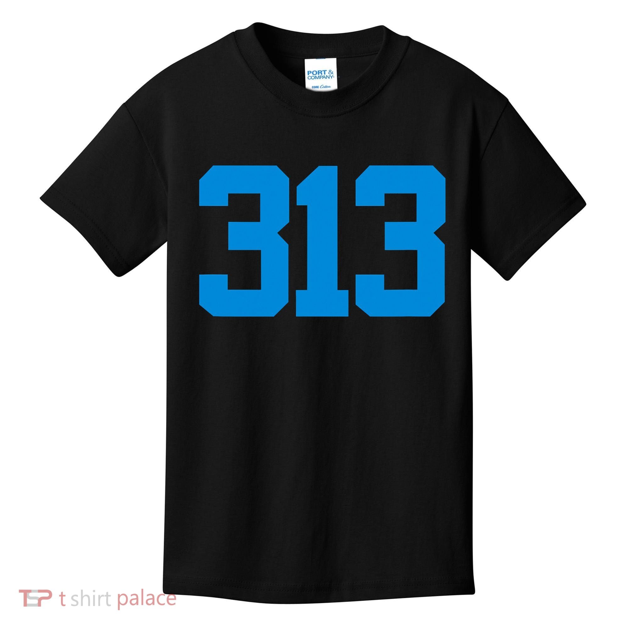 Detroit 313 Area Code GRIT Sports Fan Detroiter Fan Kids T-Shirt