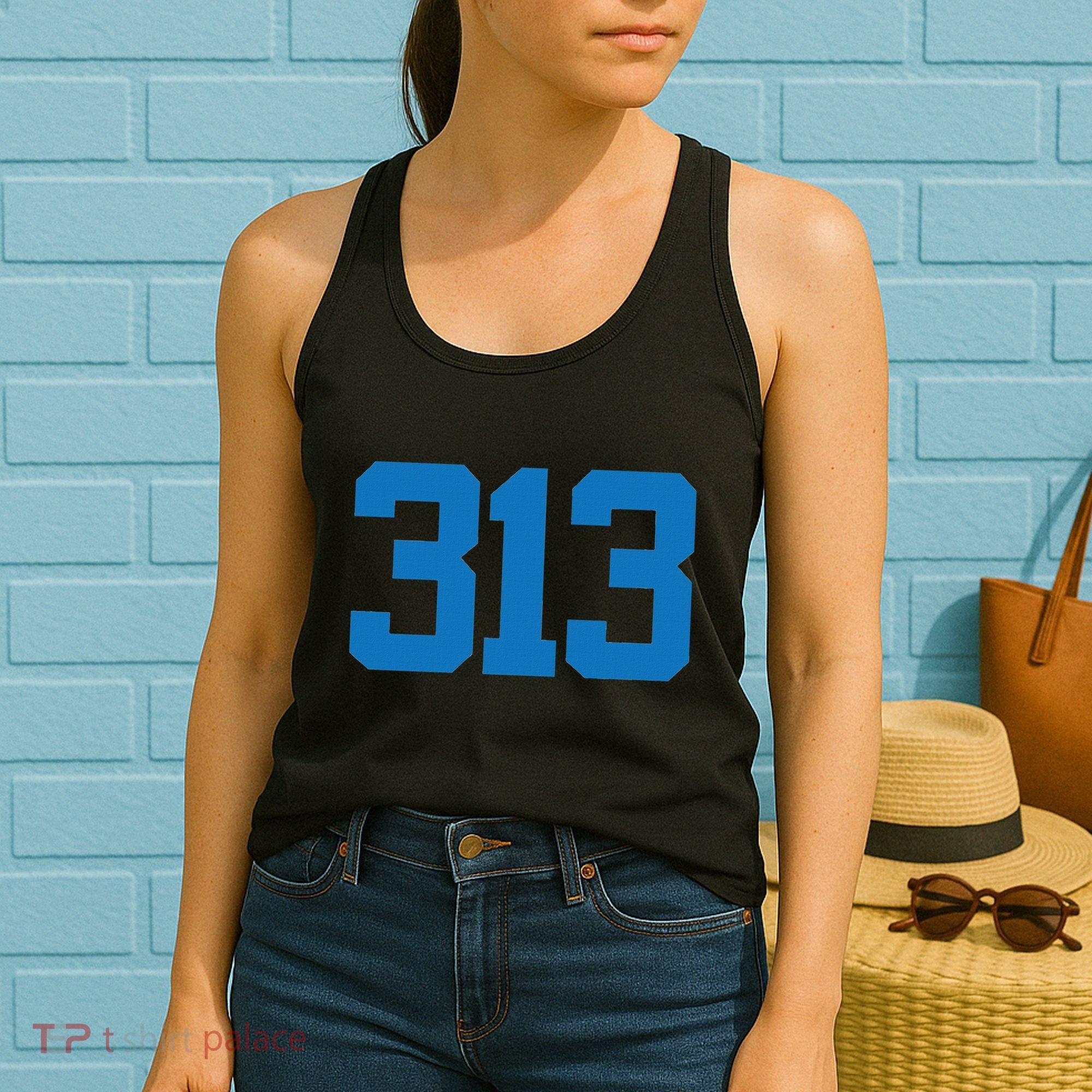 Detroit 313 Area Code Sports Fan Detroit Fan Women's Tank Top