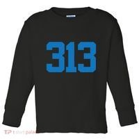 Detroit 313 Area Code Sports Fan Detroit Fan Toddler Long Sleeve Shirt thumb 0