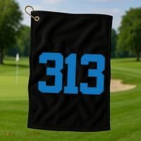 Detroit 313 Area Code Sports Fan Detroit Fan Golf Towel thumb 1