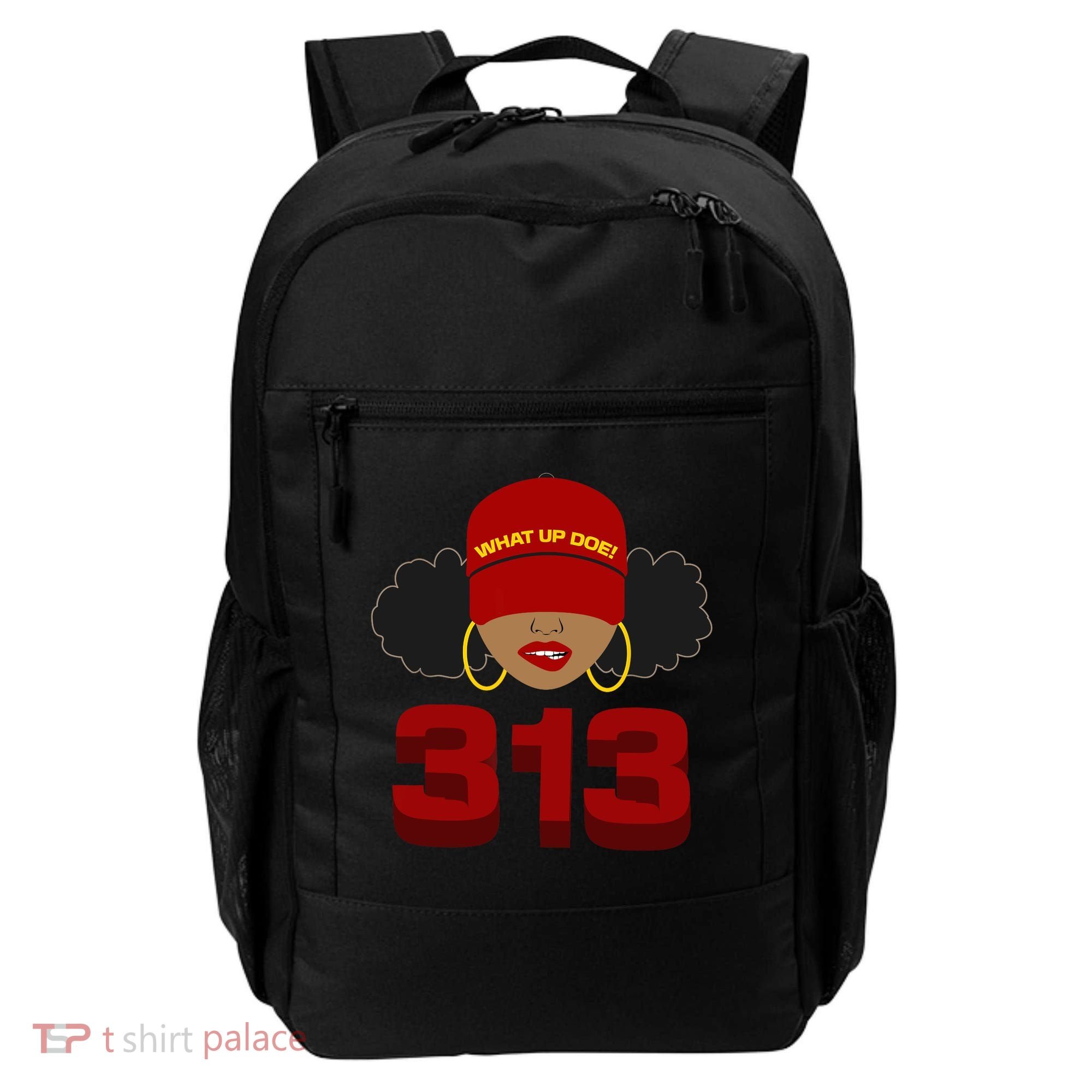 Detroit 313 Area Code What Up Doe Black Woman Backpack