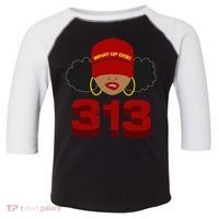 Detroit 313 Area Code What Up Doe Black Woman Toddler Fine Jersey T-Shirt thumb 0