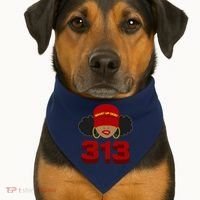 Detroit 313 Area Code What Up Doe Black Woman USA-Made Doggie Bandana thumb 1