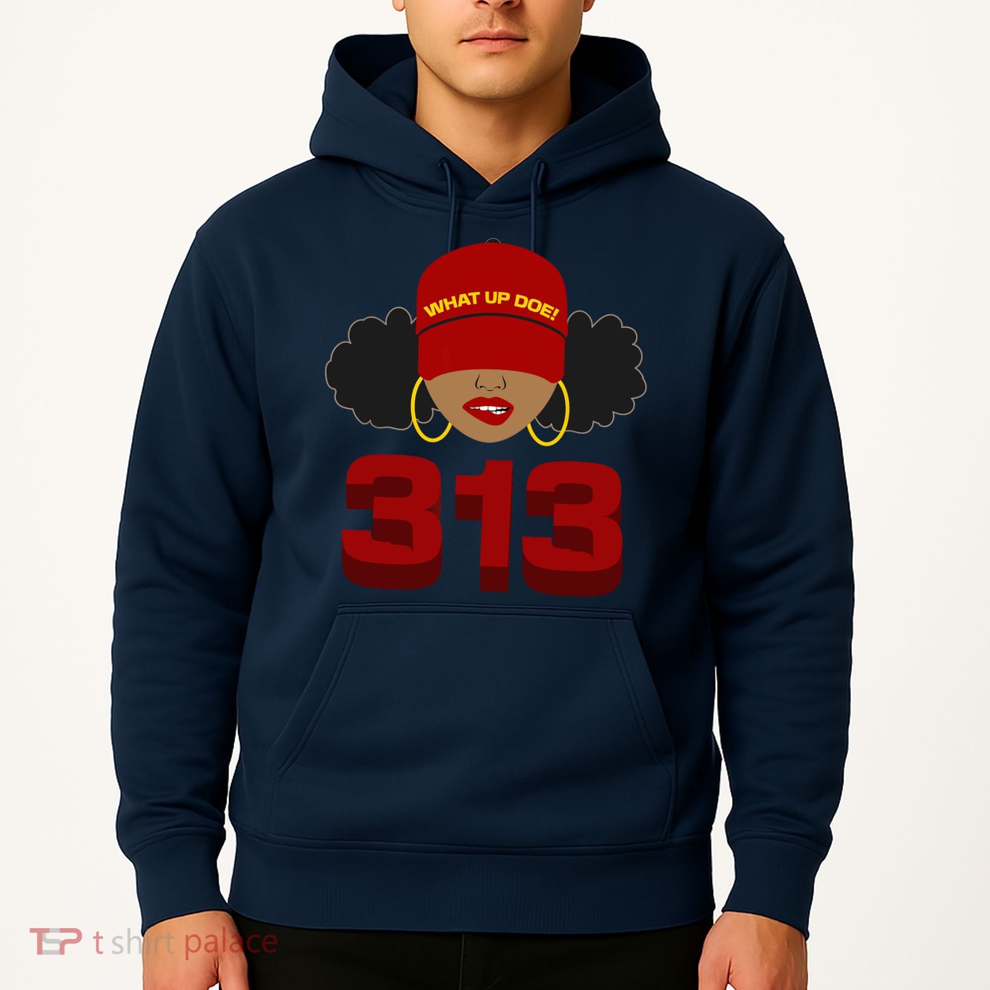 Detroit 313 Area Code What Up Doe Black Woman Hoodie