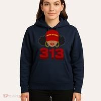 Detroit 313 Area Code What Up Doe Black Woman Hoodie thumb 5