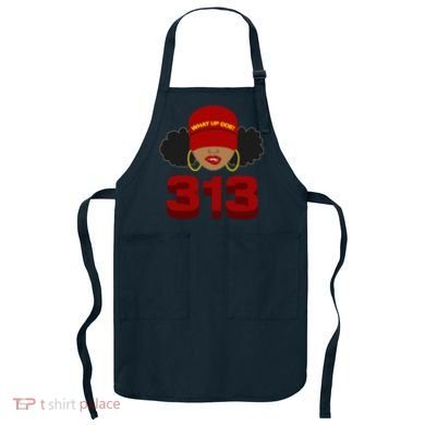 Detroit 313 Area Code What Up Doe Black Woman Apron
