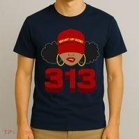 Detroit 313 Area Code What Up Doe Black Woman T-Shirt thumb 3
