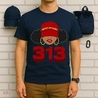 Detroit 313 Area Code What Up Doe Black Woman T-Shirt thumb 6