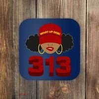 Detroit 313 Area Code What Up Doe Black Woman Coaster thumb 0