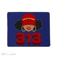 Detroit 313 Area Code What Up Doe Black Woman Mousepad thumb 0