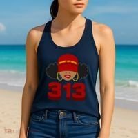Detroit 313 Area Code What Up Doe Black Woman Women's Tank Top thumb 2