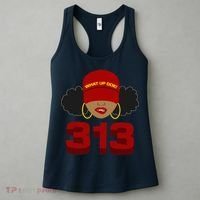 Detroit 313 Area Code What Up Doe Black Woman Women's Tank Top thumb 3