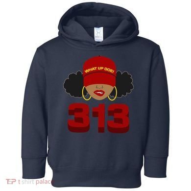 Detroit 313 Area Code What Up Doe Black Woman Toddler Hoodie