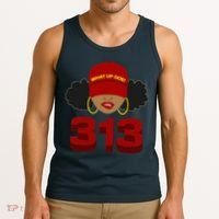 Detroit 313 Area Code What Up Doe Black Woman Tank Top thumb 3