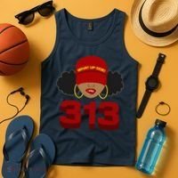 Detroit 313 Area Code What Up Doe Black Woman Tank Top thumb 4