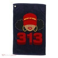 Detroit 313 Area Code What Up Doe Black Woman Golf Towel thumb 0