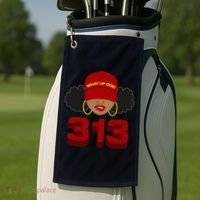 Detroit 313 Area Code What Up Doe Black Woman Golf Towel thumb 2