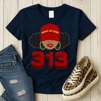 Detroit 313 Area Code What Up Doe Black Woman Women's T-Shirt thumb 3
