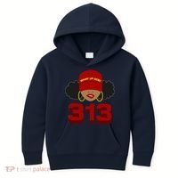 Detroit 313 Area Code What Up Doe Black Woman Kids Hoodie thumb 0