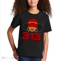 Detroit 313 Area Code What Up Doe Black Woman Kids T-Shirt thumb 2