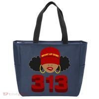 Detroit 313 Area Code What Up Doe Black Woman Tote Bag thumb 0