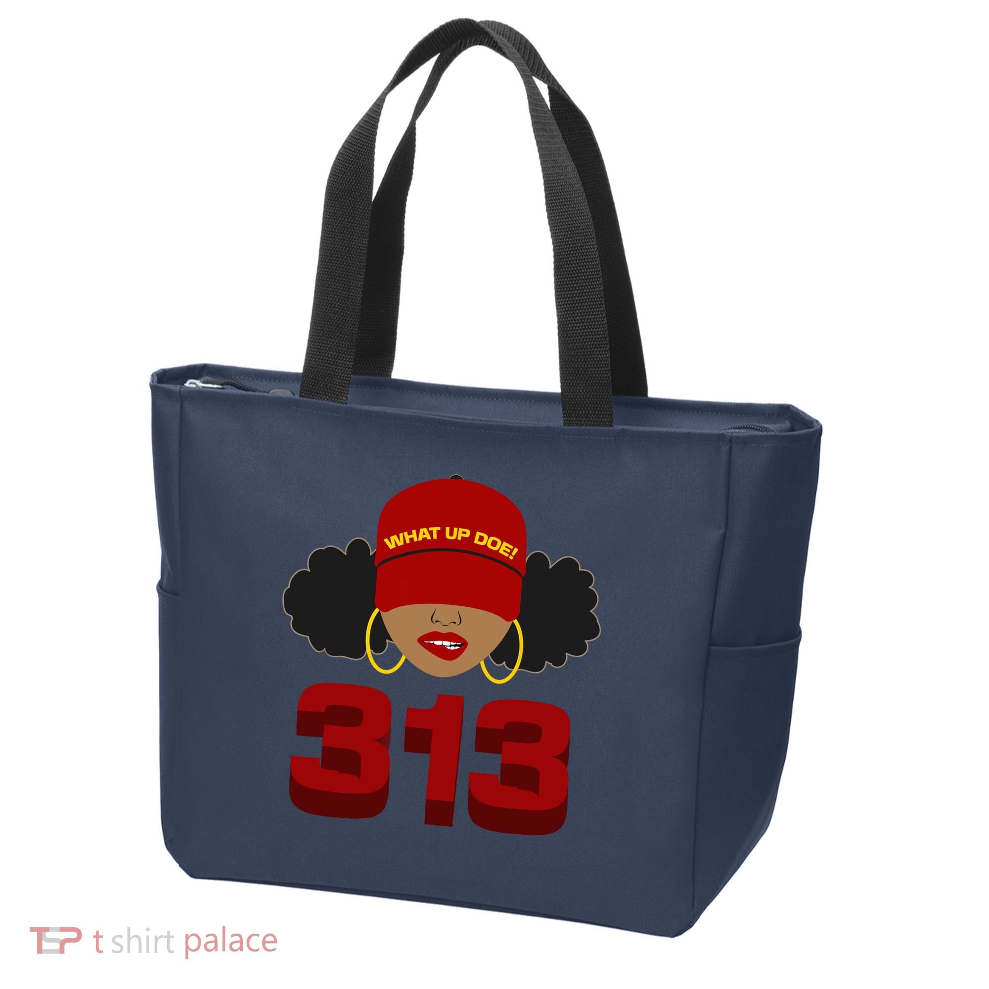 Detroit 313 Area Code What Up Doe Black Woman Tote Bag
