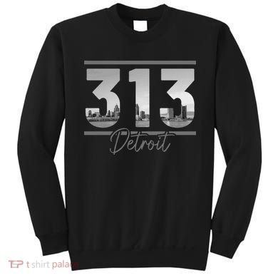 Detroit 313 Area Code Skyline Michigan Vintage Sweatshirt