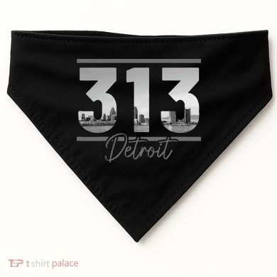 Detroit 313 Area Code Skyline Michigan USA-Made Doggie Bandana