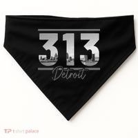 Detroit 313 Area Code Skyline Michigan USA-Made Doggie Bandana thumb 0