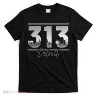 Detroit 313 Area Code Skyline Michigan T-Shirt thumb 0