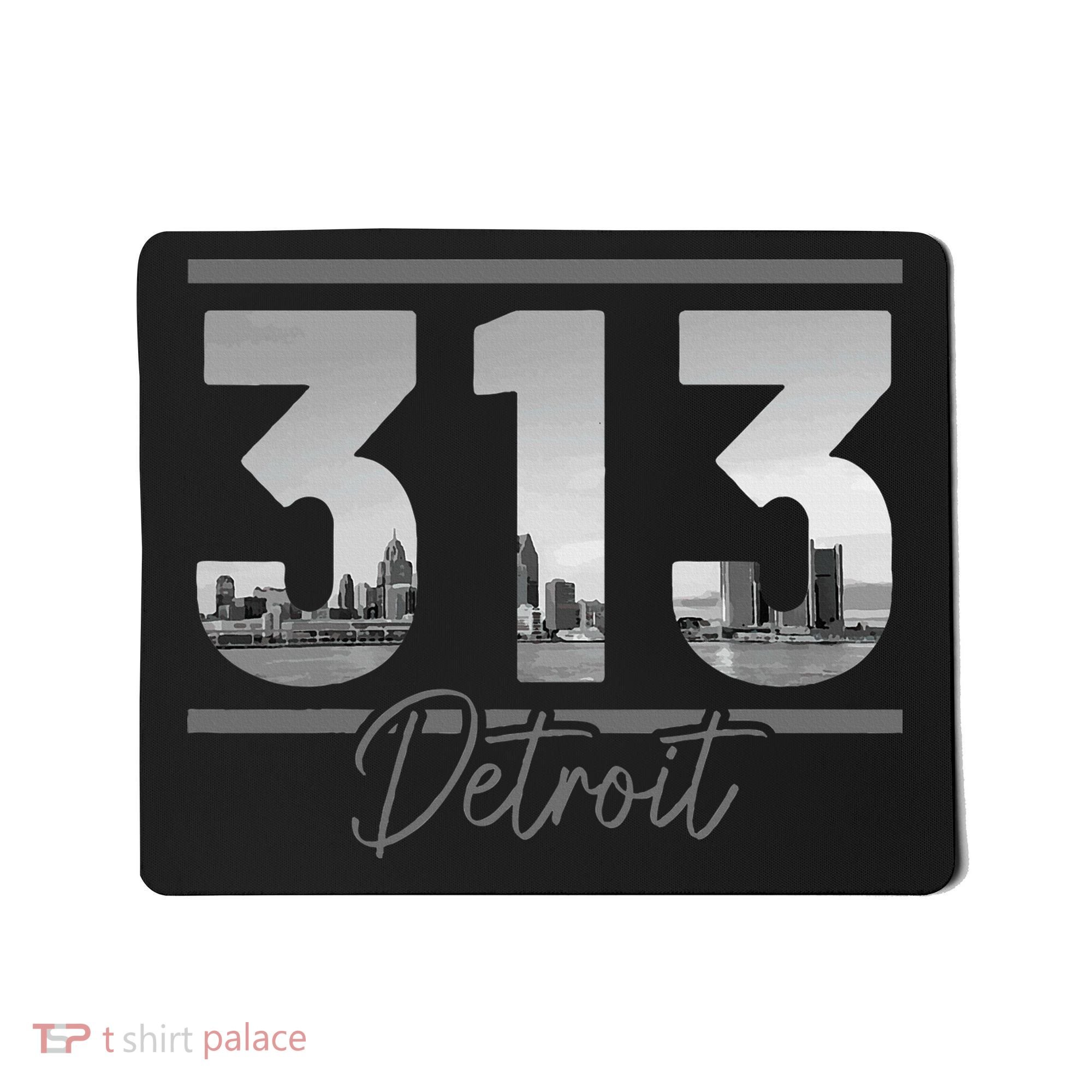Detroit 313 Area Code Skyline Michigan Mousepad