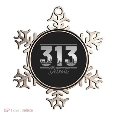 Detroit 313 Area Code Skyline Michigan Ornament