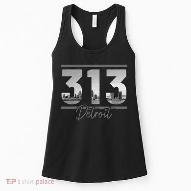 Detroit 313 Area Code Skyline Michigan Women's Tank Top