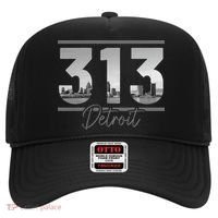 Detroit 313 Area Code Skyline Michigan Hat thumb 0