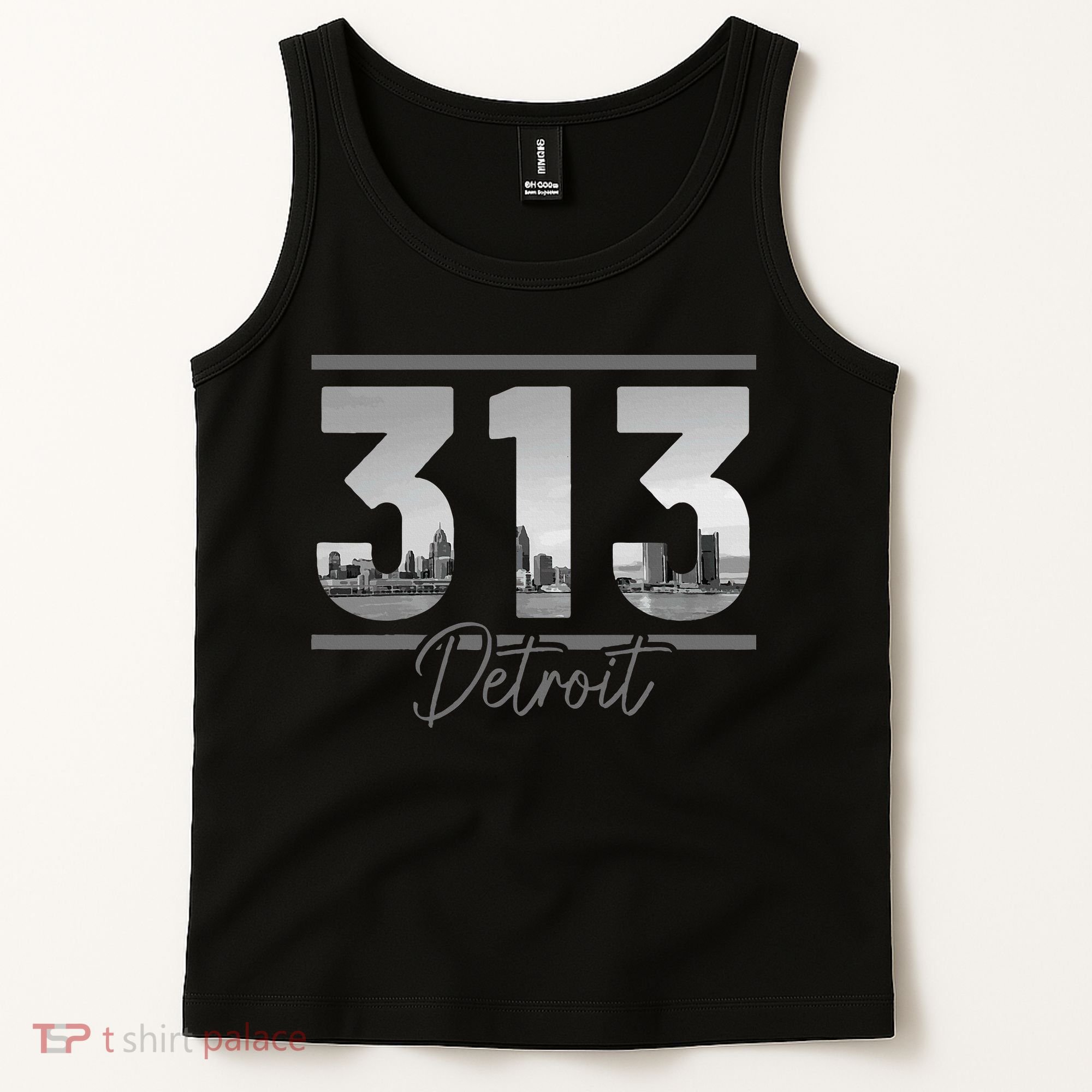 Detroit 313 Area Code Skyline Michigan Tank Top