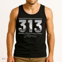 Detroit 313 Area Code Skyline Michigan Tank Top thumb 3