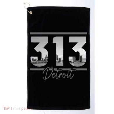 Detroit 313 Area Code Skyline Michigan Golf Towel