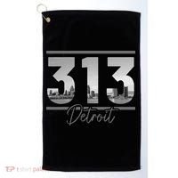 Detroit 313 Area Code Skyline Michigan Golf Towel thumb 0