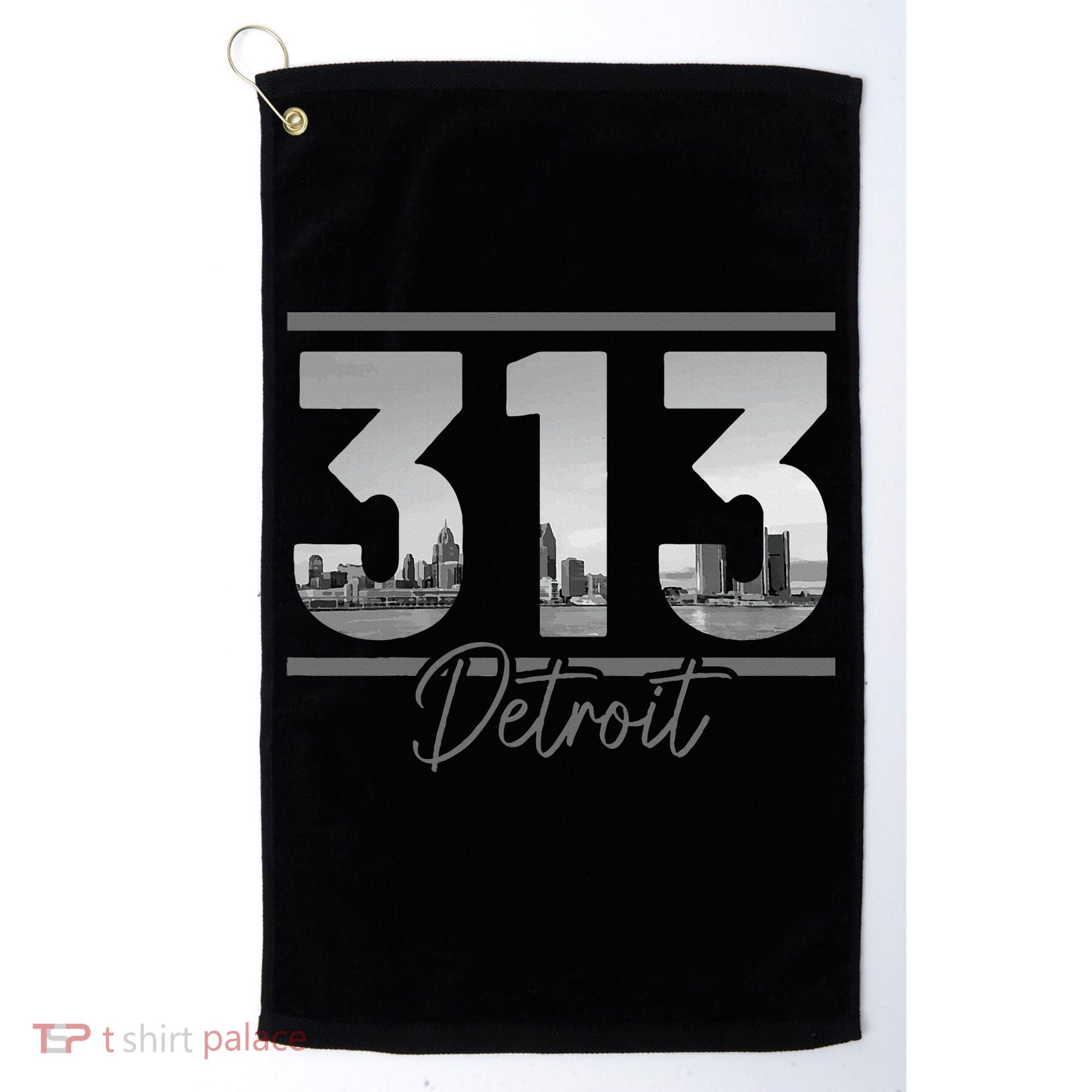Detroit 313 Area Code Skyline Michigan Golf Towel