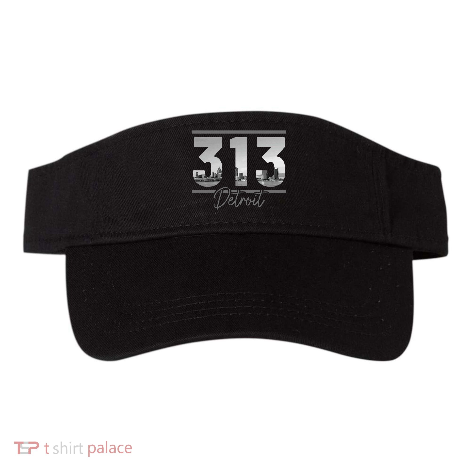 Detroit 313 Area Code Skyline Michigan Visor